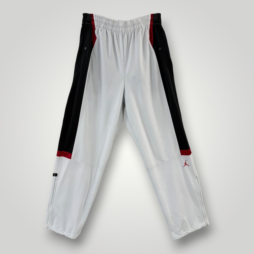 Jordan Mens Large Track Pants White Black Red Jumpman Snap Leg Zip Athletic